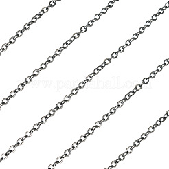 真鍮被覆鉄フラットアズキチェーン  ハンダ付け  スプールで  フラットオーバル  ガンメタ色  2x1.5x0.3mm  約32.81フィート（10m）/ロール&nbsp;CH-TAC0007-01B