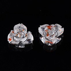 クリア樹脂カボション  ドライフラワーと  花  ミックスカラー  11x11x6mm&nbsp;CRES-S307-028