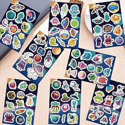 50枚のPVC防水粘着スペースステッカーラベル  スーツケース用  スケートボード  冷蔵庫  ヘルメット  携帯電話のシェル  宇宙船  26~70x15~58x0.3mm&nbsp;AJEW-R002-03A