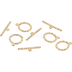 真鍮製マンテル  長持ちメッキ  リング  18KGP本金メッキ  リング：18x15x2mm  穴：1mmと11mm  バー：24.5x5x2mm  穴：1.5mm.&nbsp;KK-BC0004-05G