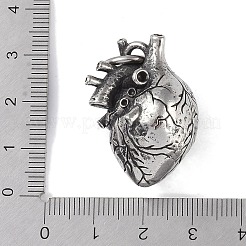 バイキング 316 サージカルステンレスペンダント  丸カン付き  ハートチャーム  アンティークシルバー  31x22.5x21.5mm  穴：6.5mm&nbsp;X-STAS-E212-19AS