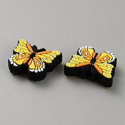 蝶のシリコンビーズ  ゴールド  20.5x25x8mm  穴：2.8mm&nbsp;SIL-CJC0012-02