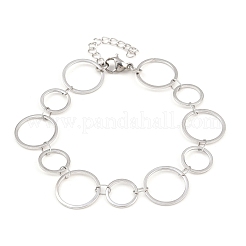 女性用304ステンレススチールリンクチェーンブレスレット  リング  ステンレス鋼色  6-3/4インチ（17.1cm）&nbsp;BJEW-P373-03C-P