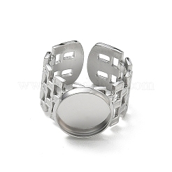 304ステンレススチールカフリング部品  丸いベゼルパッドリングセッティング  ステンレス鋼色  18mm  トレイのサイズ：12mm&nbsp;SA-CBA37BC-17C-P