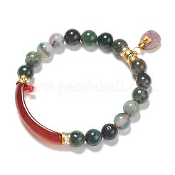 バレンタインの贈り物彼女の詰め合わせ宝石チャームブレスレット  真鍮パーツ  ミックスカラー  53mm&nbsp;BJEW-G189-M