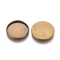 真鍮プレーンエッジベゼルカップ  カボションのセッティング  ニッケルフリー  アンティークブロンズ  20x2mm  フラットラウンドトレイ：18mm&nbsp;KK-L005-A-AB-NF