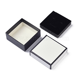 紙ジュエリーセットボックス  黒いスポンジを使って  ネックレスとイヤリング用  正方形  ホワイト  7.2x7.3x3.1cm&nbsp;CON-C007-05A-02