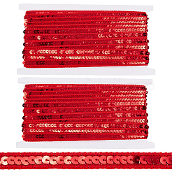 20mのポリエステルリボン  プラスチックスパンコール付き  レッド  1/2インチ（12mm）  約21.87ヤード（20m）/セット&nbsp;SRIB-CY0001-21C