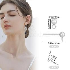 304ステンレススチールボールポストスタッドピアス金具  カン付き  耳ナッツ  ステンレス鋼色  16x4mm  穴：1.5mm  ピン：0.8mm  100個/箱&nbsp;STAS-BBC0004-75A