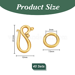 チベットスタイルのフックとアイの留め具40セット  アンティーク黄金  フック：12 mm幅  長さ20.5mm  アイ：直径7.5ミリ  穴：5mm&nbsp;FIND-PH0025-31