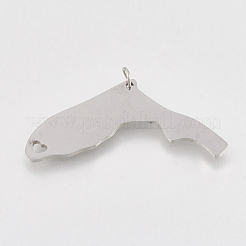 変色しにくい201ステンレススチールペンダント  フロリダの地図  ステンレス鋼色  14x31x1mm  穴：3mm&nbsp;STAS-T038-83