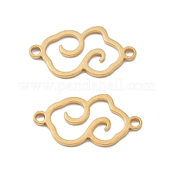 304ステンレススチールコネクタチャーム  中空の雲のリンク  ゴールドカラー  19x10x1mm  穴：1.4mm&nbsp;LS-STAS-A071-01G
