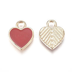 金メッキ合金エナメルチャーム  ハート  レッド  12x10x1.5mm  穴：2mm&nbsp;PALLOY-CJC0001-35A