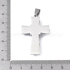 304ステンレスペンダント  イエスの十字架のチャーム  ステンレス鋼色  42x28x5.5mm  穴：7x4mm&nbsp;STAS-C170-07P