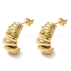 女性用304ステンレススチールスタッドピアス  ハーフフープピアス  イオンプレーティング（ip）  ゴールドカラー  22x12mm&nbsp;EJEW-K333-14G