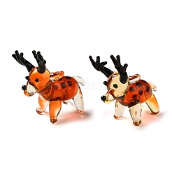 手作りでこぼこのランプワークの家の装飾  ギフト用の3D鹿の装飾品  サンゴ  23.5~24.5x15~17x23.5~25mm&nbsp;LAMP-K039-11