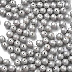 焼付塗装ガラスシードビーズ  ラウンド  銀  6mm  穴：0.8mm  約1800個/1ポンド&nbsp;SEED-H003-02F