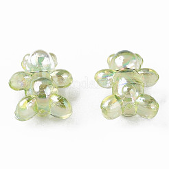 透明なアクリルビーズ  ABカラーメッキ  クマ  薄緑  16x13x8.5mm  穴：2mm  約700個/500g&nbsp;MACR-S154-127-C08