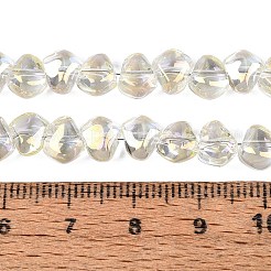 電気メッキ透明ガラスビーズ連売り  ナゲット  トップ掘削  淡黄色  6.5x7.5x4.5~5mm  穴：0.8~1mm  約99~100個/連  21.26~22.24インチ（54~56.5cm）&nbsp;EGLA-Q133-01A-12