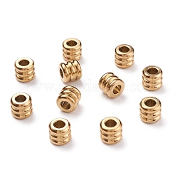 304ステンレススチールヨーロピアンビーズ  イオンプレーティング（ip）  大穴ビーズ  コラム  18KGP本金メッキ  9x8mm  穴：4.5mm&nbsp;STAS-E039-37