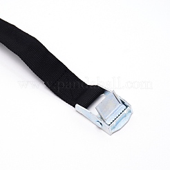 ナイロン固定ストラップ  鉄の留め金付き  フラット  ブラック  2000x25mm&nbsp;AJEW-WH0230-27B-02