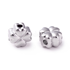 変色しない304ステンレススチールビーズ  クローバー  ステンレス鋼色  6x6x4mm  穴：1.5mm&nbsp;STAS-I670-02P