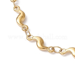 304ステンレススチールリンクバーチェーンブレスレット  ゴールドカラー  7インチ（17.7cm）&nbsp;BJEW-JB11496-01