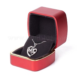 正方形のプラスチック製ジュエリーペンダントボックス  ベルベットやLEDライト付き  レッド  6.5x6.7x5.6cm&nbsp;OBOX-F005-02B