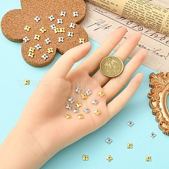 20個の真鍮ビーズキャップ  4  - 花びらの花  18KGP本金メッキ  6x6x2mm  穴：1.4mm&nbsp;KK-YW0003-55G