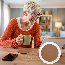 4色の合成皮革コースター4枚  カップマット  コルク底付き  フラットラウンド  ミックスカラー  100mm  1pc /カラー&nbsp;AJEW-PH0012-14