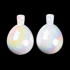 UVメッキアクリルビーズ  虹色の  ティアドロップ  ホワイト  26.5x18mm  穴：1.8mm&nbsp;SACR-C003-03G