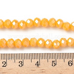 オペークソリッドカラーガラスビーズ連売り  ロンデル  多面カット  ゴールド  5.5~6x4.5mm  穴：1.2mm  約88~91個/連  15.83''（40.2cm）〜16.54''（42cm）&nbsp;EGLA-XCP0001-19