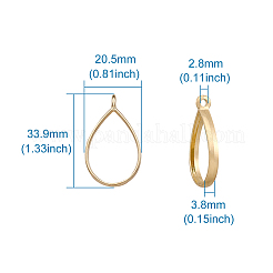 ラックメッキ合金ティアドロップオープンバックベゼルペンダント  UVレジンDIY用  エポキシ樹脂  プレスジュエリー  ゴールドカラー  33.9x20.5x3.8mm  穴：2.8mm&nbsp;PALLOY-TA0001-09G