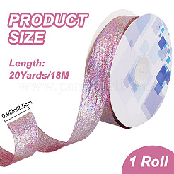 縫製装飾用の20ヤードの虹色ポリエステルフリルリボン  淡いバイオレットレッド  1インチ（25mm）&nbsp;OCOR-WH20007-14B
