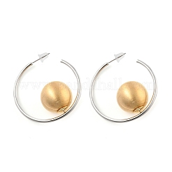 女性用ラウンドツートン真鍮スタッドピアス  プラチナ·ゴールデン  39.5x18mm&nbsp;EJEW-U055-17PG