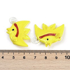 手作りランプワークペンダント  魚  きいろ  32~39x22~37x10~15mm  穴：2~4mm&nbsp;LS-LAMP-I029-13D