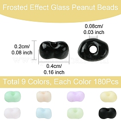 90g 9色のガラスフロストシードビーズ  ピーナッツ  ミックスカラー  3.5~4x2~2.5x2~2.3mm  穴：0.8mm  約10g /カラー&nbsp;SEED-YW0002-53A