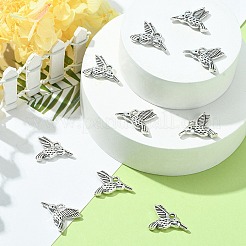 合金のチベット風チャーム  カドミウムフリー＆鉛フリー  ハチドリチャーム  アンティークシルバー  12x17x3mm  穴：2mm&nbsp;TIBEP-YW0001-36