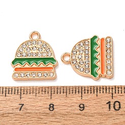 合金エナメルチャーム  ハンバーガーチャーム  ラインストーン付き  ライトゴールド  ミックスカラー  17.3x15.5x1.7mm  穴：1.8mm&nbsp;RB-CBAA987-12KCG