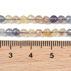 天然石蛍石ビーズ連売り  多面カット  ラウンド  グレードA  4mm  穴：0.5mm  約95個/連  14.96''（38センチメートル）&nbsp;G-RM250101-C13