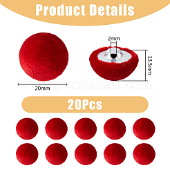 アルミシャンクボタン付きベルベット20個  1穴  きのこの形  レッド  20x13.5mm  穴：2mm&nbsp;BUTT-FH0001-009B