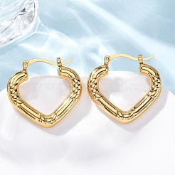 304ステンレススチール製ハートフープピアス（女性用）  ゴールドカラー  30.5x32x5mm  ピン：21x1~1.5mm&nbsp;EJEW-A125-27G