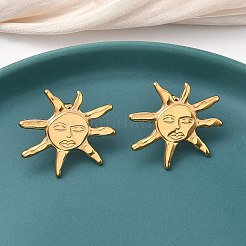 304ステンレススチール製サンスタッドピアス  イオンプレーティング（ip）  18KGP本金メッキ  25x28mm&nbsp;EJEW-K268-67G