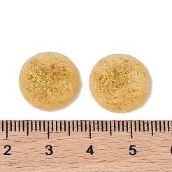 樹脂カボション  キラキラパウダー＆ホイル付き  多面カット  ドーム/ハーフラウンド  ゴールデンロッド  14.5~15x5mm&nbsp;CRES-XCP0001-28