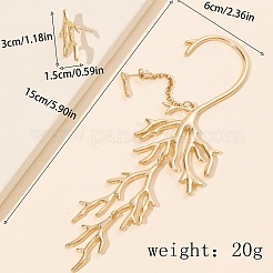 コーラルシェイプの合金製ダングルスタッドピアス  左右  ゴールドカラー  150x60ミリ＆30x15mm&nbsp;FS-WG5BDD1-01