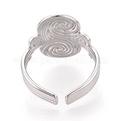 調節可能な304ステンレススチール製カフオープンリング（女性用）  渦  ステンレス鋼色  19mm  内径：17mm&nbsp;RJEW-N052-24P