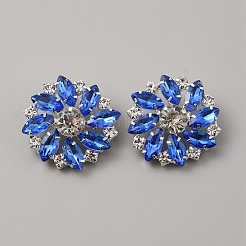 1穴真鍮シャンクボタン  ラインストーンとガラスと  衣服の装飾  花  藤紫色  26x26x10mm  穴：2mm&nbsp;BUTT-WH0028-51D