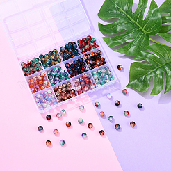 DIY 丸いクラックルガラスビーズブレスレット作成キット  ミックスカラー  8~8.5mm  穴：1.2mm&nbsp;DIY-YW0016-06
