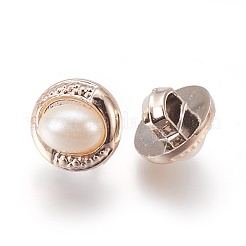 プラスチックシャンクボタン  1穴  模造パールボタン  半円  ホワイト  11.5x10mm  穴：3x2mm&nbsp;BUTT-WH0012-08