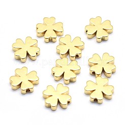 真鍮ビーズ  鉛フリー＆カドミウムフリー＆ニッケルフリー  クローバー  ミックスカラー  10x10x2.5mm  穴：1.2mm&nbsp;KK-P155-77-NR